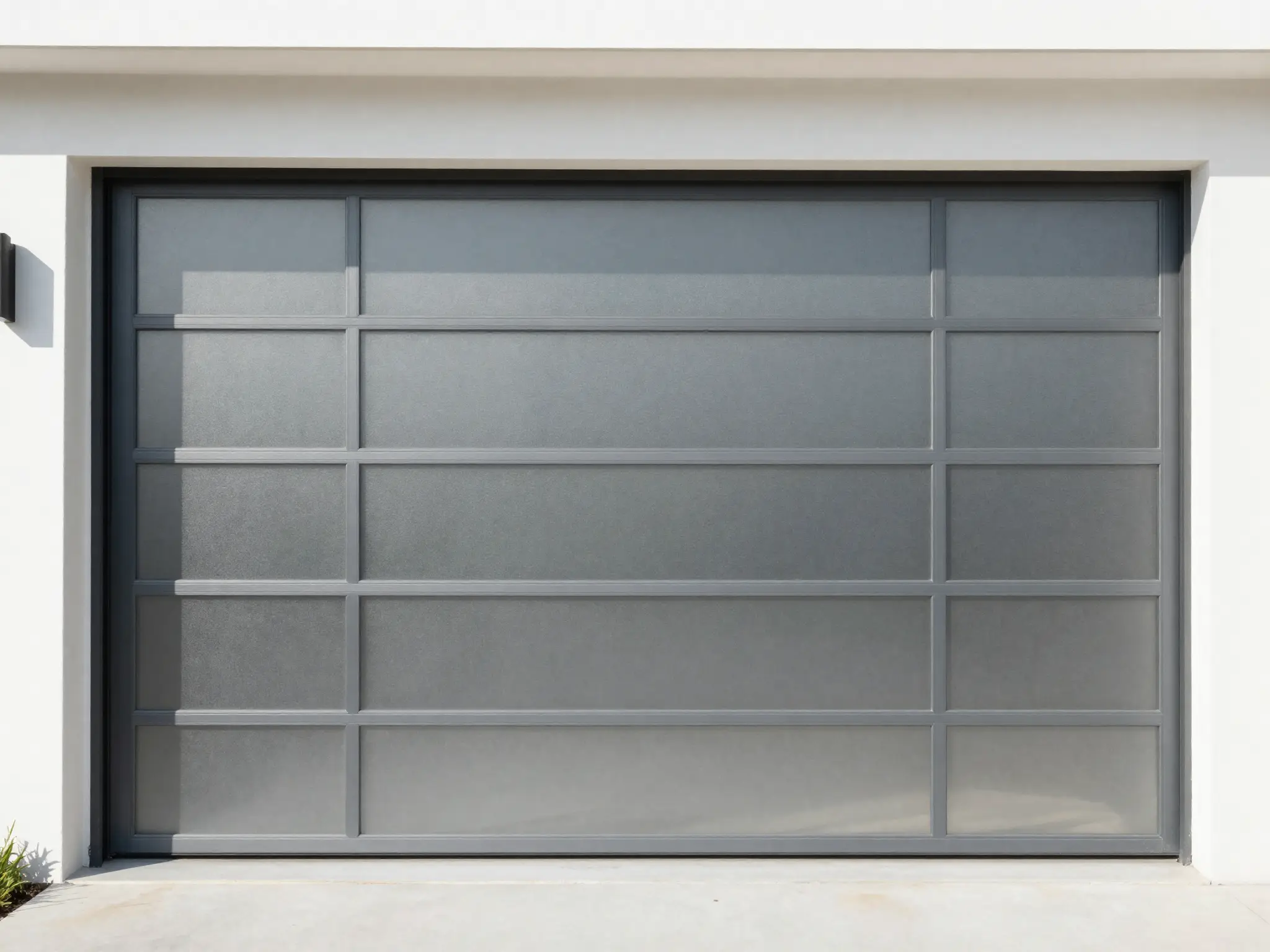 Modern aluminum and glass garage door